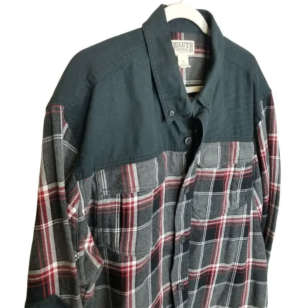 Duluth Trading Co Mens Plaid Flannel Shirt Size XL Gorpcore Utility Outdoor Work